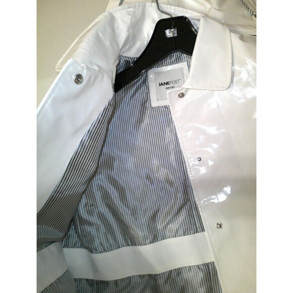 New NWT $375 Jane Post Iconic Princess Slicker Rain Coat Hood Women XS White - Picture 3 of 9